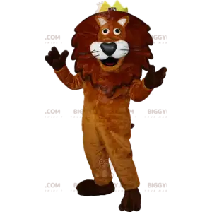 Løve BIGGYMONKEY™ maskotkostume med krone. løve kostume -