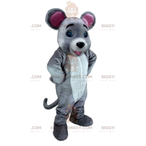 Biało-szara maskotka myszy BIGGYMONKEY™. kostium myszy -