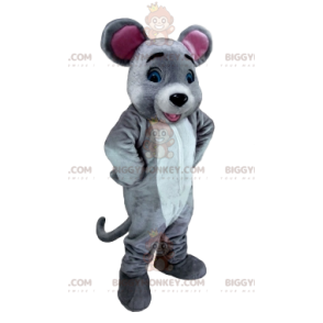 Costume mascotte BIGGYMONKEY™ topo bianco e grigio. costume da