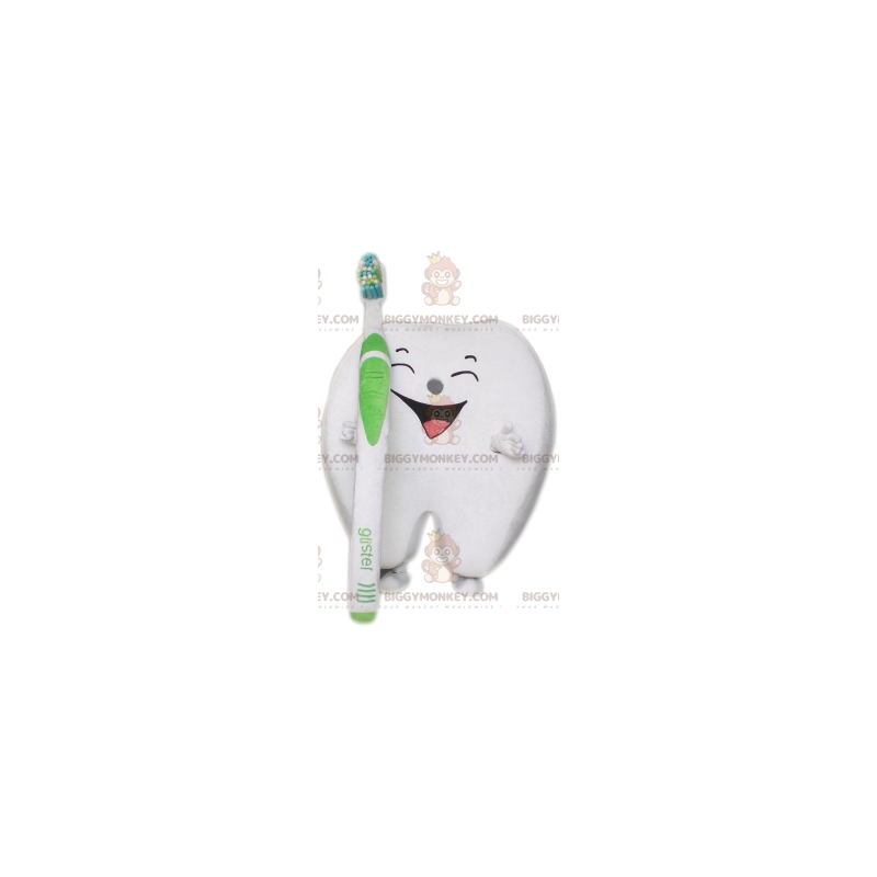White Tooth BIGGYMONKEY™ maskottiasu. Valkoinen hammas asu - White Tooth BIGGYMONKEY™ maskottiasu. Valkoinen hammas asu -