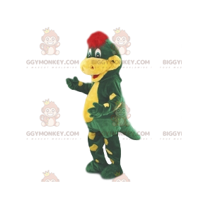 Grön och gul krokodil BIGGYMONKEY™ Maskotdräkt. krokodildräkt -