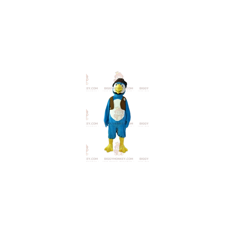 Costume de mascotte BIGGYMONKEY™ d'oiseau bleu et blanc. Costume de mascotte BIGGYMONKEY™ d'oiseau bleu et blanc.