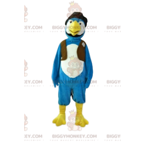 Fato de mascote de pássaro azul e branco BIGGYMONKEY™. fantasia
