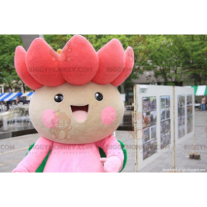 Söt rosa och grön lotusblomma BIGGYMONKEY™ maskotdräkt -