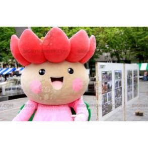 Söt rosa och grön lotusblomma BIGGYMONKEY™ maskotdräkt -