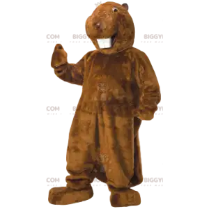 Kostium maskotki super uśmiechnięty bóbr BIGGYMONKEY™. kostium