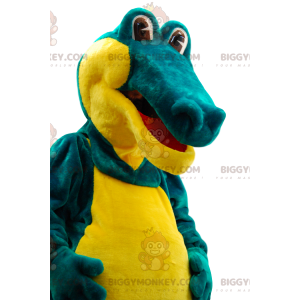 Costume de mascotte BIGGYMONKEY™ de crocodile vert et jaune