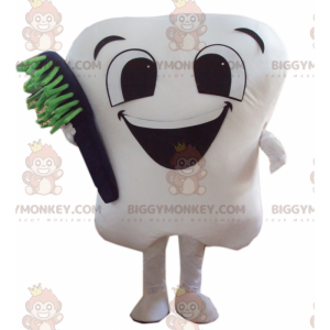 Giant White Tooth BIGGYMONKEY™ Mascot Costume with Toothbrush –