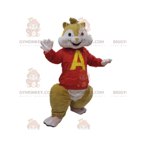 Squirrel BIGGYMONKEY™ maskotdräkt med röd jersey. ekorrdräkt - Ekorrmaskot - BIGGYMONKEY_012553 - BiggyMonkey.com