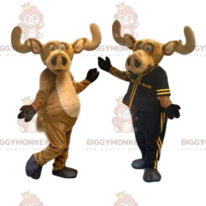 Fato de mascote Caribou BIGGYMONKEY™ com focinho grande.