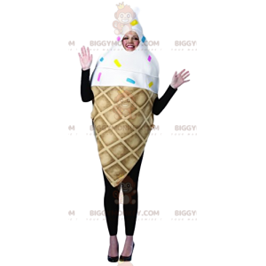 Costume de mascotte BIGGYMONKEY™ de cornet de glace avec des