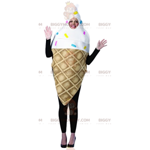 Ice Cream Cone BIGGYMONKEY™ maskottiasu värikkäillä helmillä - Ruoan maskotti - BIGGYMONKEY_012559 - BiggyMonkey.com