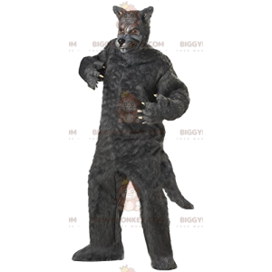 Aterrador disfraz de mascota BIGGYMONKEY™ de lobo gris. disfraz
