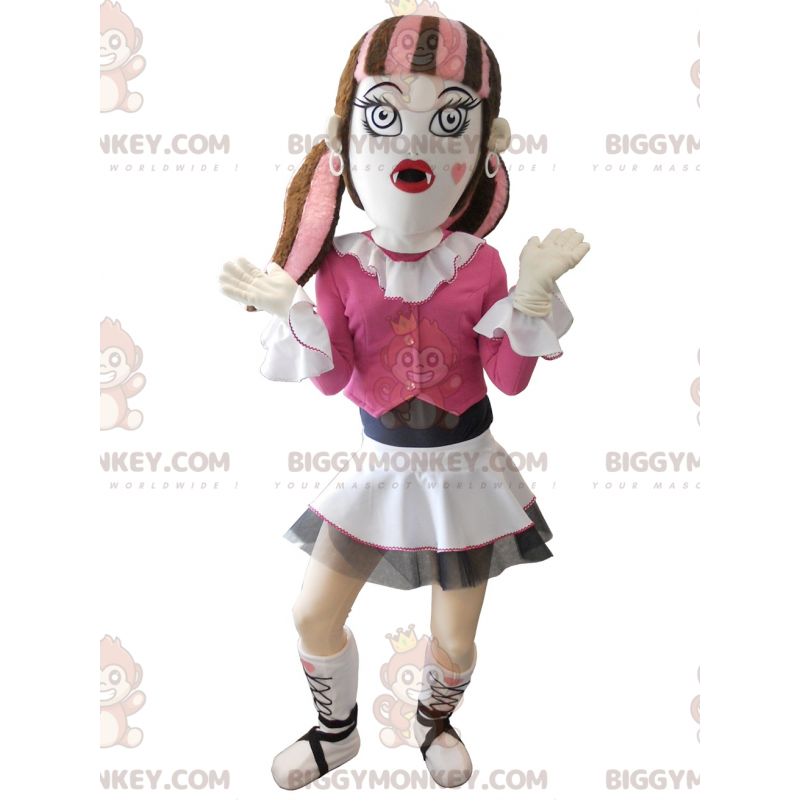 Costume da mascotte Gothic Girl BIGGYMONKEY™ vestito di rosa -