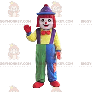Kostým klauna BIGGYMONKEY™ maskota s roztomilým vícebarevným