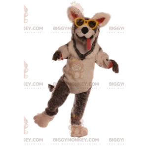 BIGGYMONKEY™ Dog Mascot Costume with Yellow Goggles. dog