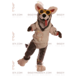 BIGGYMONKEY™ Dog Mascot Costume with Yellow Goggles. dog