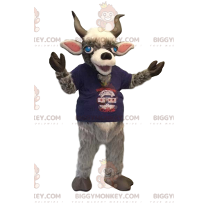 Fato de mascote Aries BIGGYMONKEY™ com jersey azul. traje de