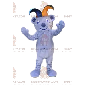 Στολή μασκότ BIGGYMONKEY™ από γαλάζιο αρκουδάκι με καπέλο