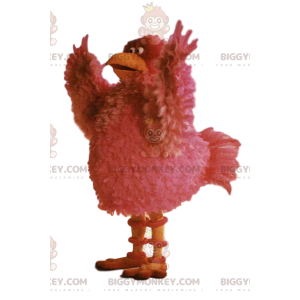 Pink høne BIGGYMONKEY™ maskotkostume med smukke fjer -