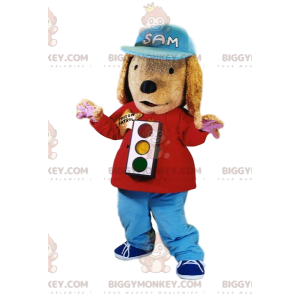 Dog BIGGYMONKEY™ Mascot Costume with Traffic Light and Cap -