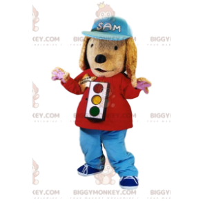 Στολή μασκότ σκύλου BIGGYMONKEY™ με φανάρι και καπάκι -