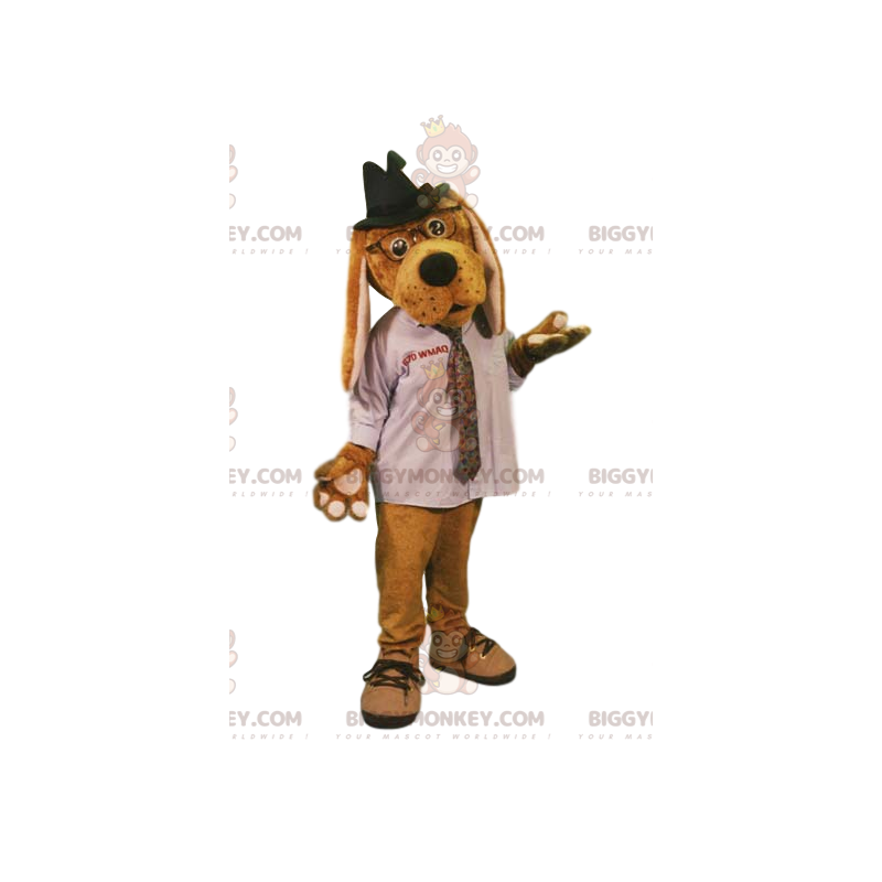 Hunde BIGGYMONKEY™ maskotkostyme med hvit skjorte og hatt - Hundemasker - BIGGYMONKEY_012587 - BiggyMonkey.com
