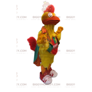 Kostým neonově žluté kuře BIGGYMONKEY™ maskota. kuřecí kostým –