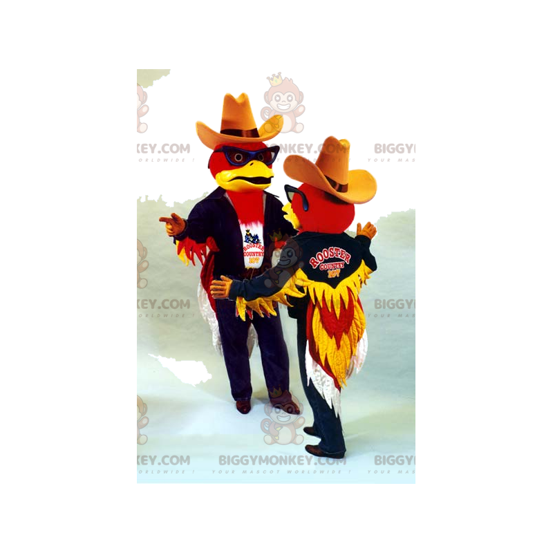 BIGGYMONKEY™-mascottekostuum Red Eagle-paar in cowboy-outfit - BIGGYMONKEY™-mascottekostuum Red Eagle-paar in cowboy-outfit -