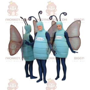 Blue Butterflies BIGGYMONKEY™ Mascot Costume Trio. butterfly