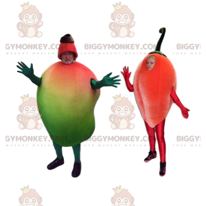 Coppia di costumi mascotte BIGGYMONKEY™ con frutta esotica.