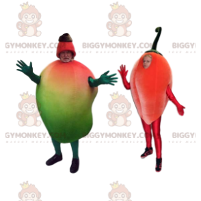 Coppia di costumi mascotte BIGGYMONKEY™ con frutta esotica.