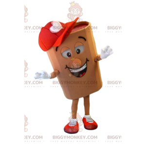 Smiling Log BIGGYMONKEY™ Mascot Costume With Red Cap -