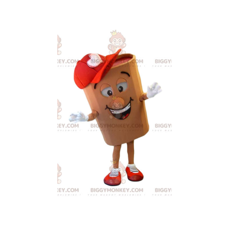 Kostým s úsměvem maskota BIGGYMONKEY™ s červenou čepicí – Kostým s úsměvem maskota BIGGYMONKEY™ s červenou čepicí –