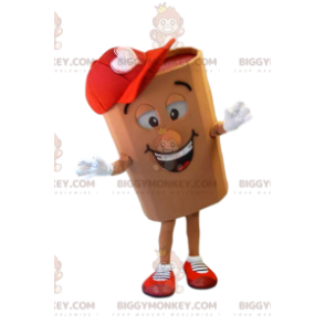 Costume de mascotte BIGGYMONKEY™ de bûche souriante avec une casquette rouge - Mascottes non-classées - BiggyMonkey.com