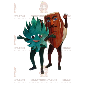 BIGGYMONKEY™ Hazelnut and Green Leaf Mascot Costume. hazel