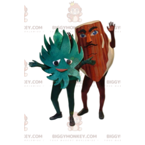 Disfraz de mascota de avellana y hoja verde BIGGYMONKEY™.