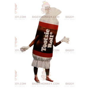 Costume de mascotte BIGGYMONKEY™ de bonbon rouge et blanc.