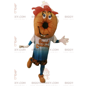 Bagel BIGGYMONKEY™ mascot costume with t-shirt and shorts.