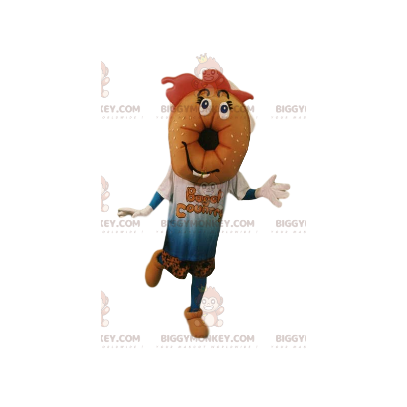 Στολή μασκότ Bagel BIGGYMONKEY™ με t-shirt και σορτς. στολή κουλούρι - Μασκότ τροφίμων - BIGGYMONKEY_012599 - BiggyMonkey.com