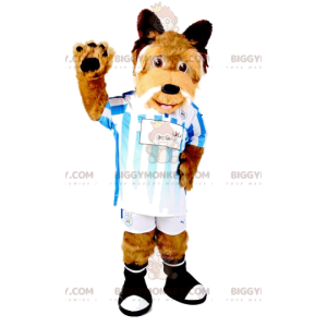 Bruine hond BIGGYMONKEY™ mascottekostuum in sportkleding.