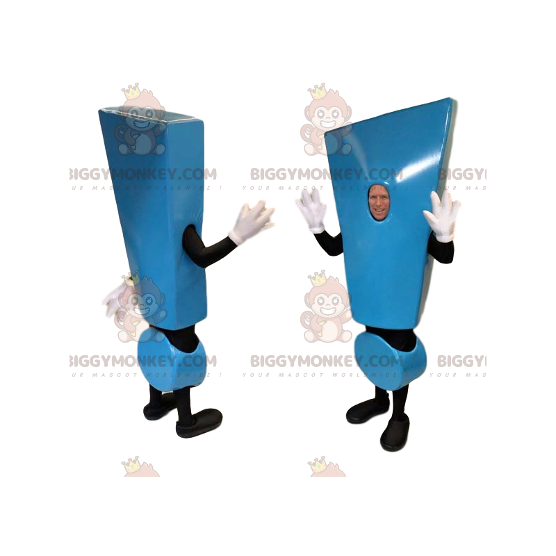 Blauw en zwart uitroepteken BIGGYMONKEY™ mascottekostuum -