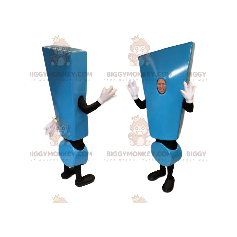Costume da mascotte BIGGYMONKEY™ con punto esclamativo blu e