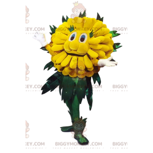 Cute yellow dandelion BIGGYMONKEY™ mascot costume. Dandelion