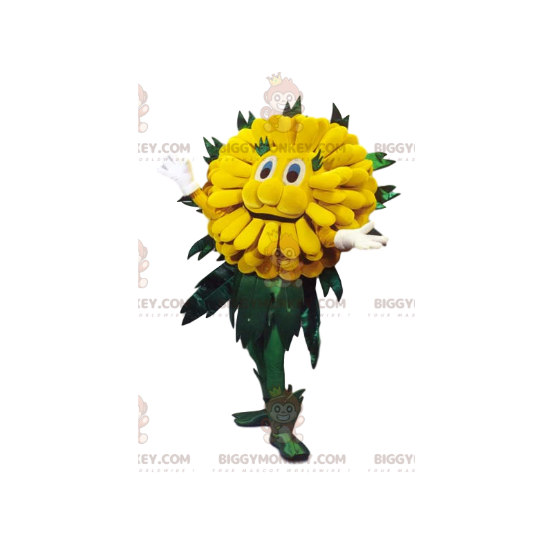 Bonito traje de mascote BIGGYMONKEY™ de dente-de-leão amarelo. Bonito traje de mascote BIGGYMONKEY™ de dente-de-leão amarelo.