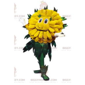 Suloinen keltainen voikukan BIGGYMONKEY™ maskottiasu. Voikukka-asu. - Istuta maskotteja - BIGGYMONKEY_012610 - BiggyMonkey.com
