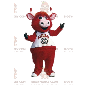 Roter Ochse BIGGYMONKEY™ Maskottchenkostüm mit weißem