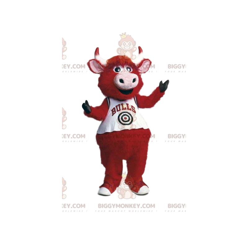 Red Ox BIGGYMONKEY™ Mascot Costume with White Supporter Shirt – Red Ox BIGGYMONKEY™ Mascot Costume with White Supporter Shirt –