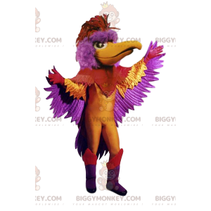 BIGGYMONKEY™ mascot costume of multicolored phoenix. phoenix