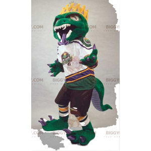 BIGGYMONKEY™ Mascot Costume Aggressive Lizard With Yellow Crown